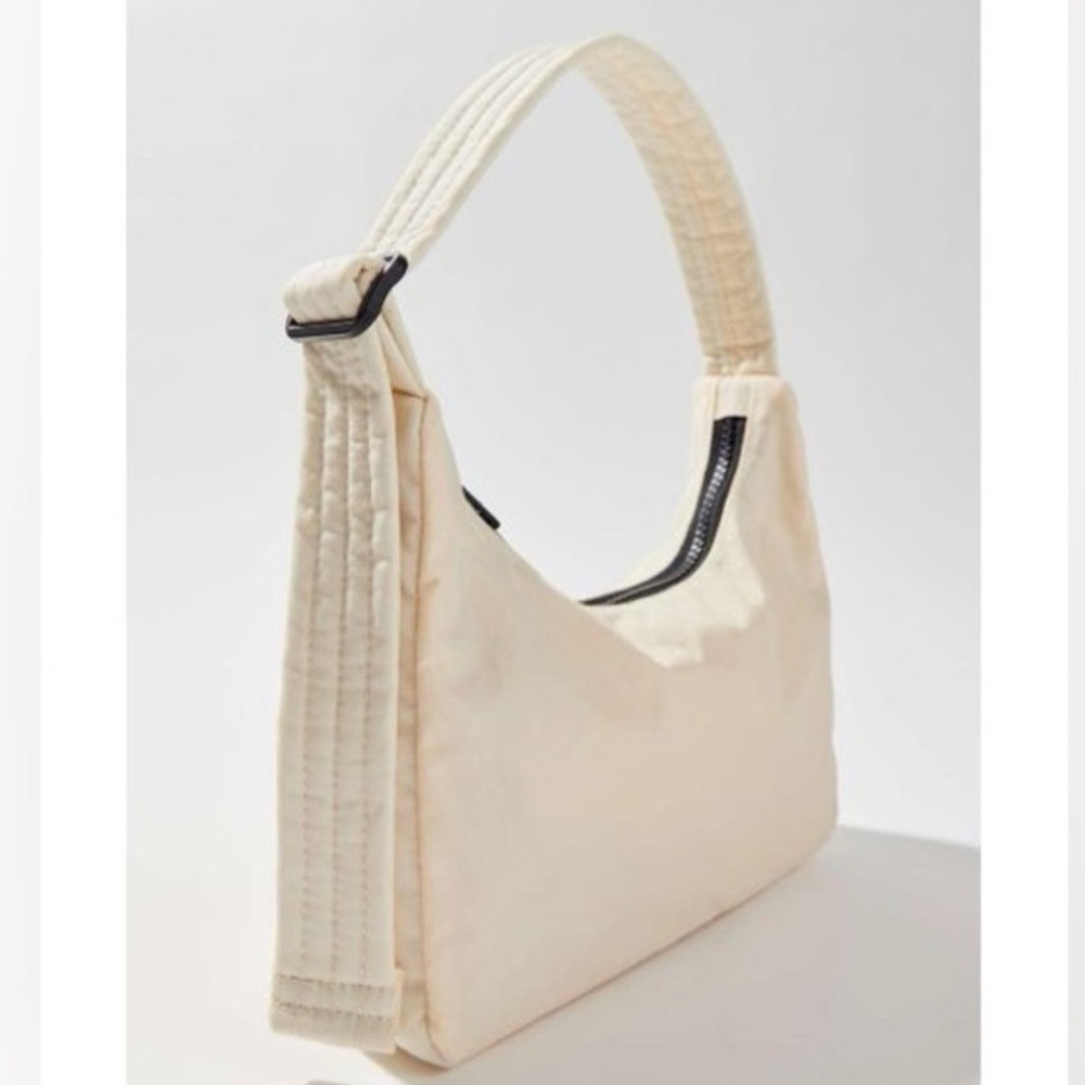 BAGGU Mini Nylon Shoulder Bag in Cream